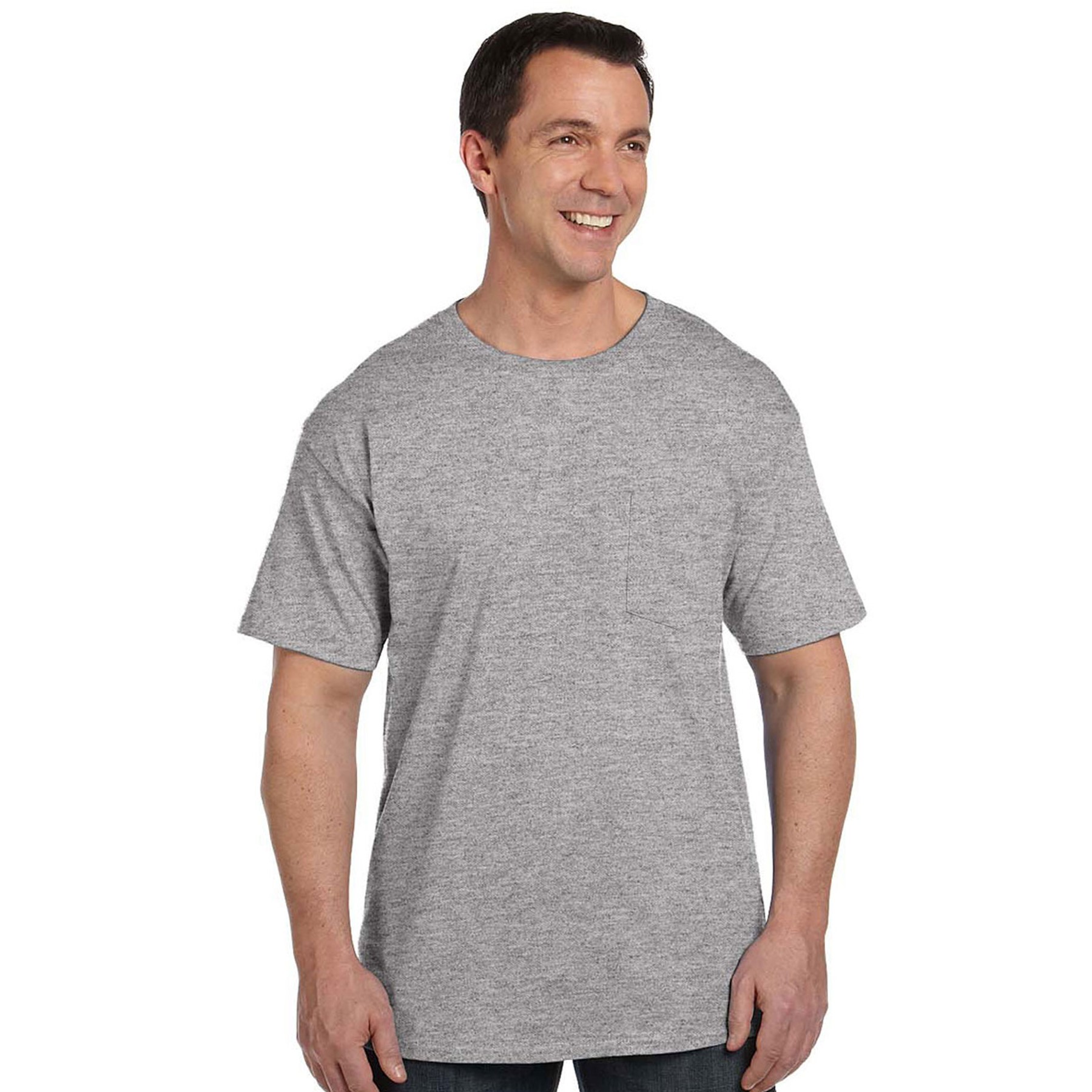 SANMAR HANES BEEFY COTTON T-SHIRT WITH POCKET