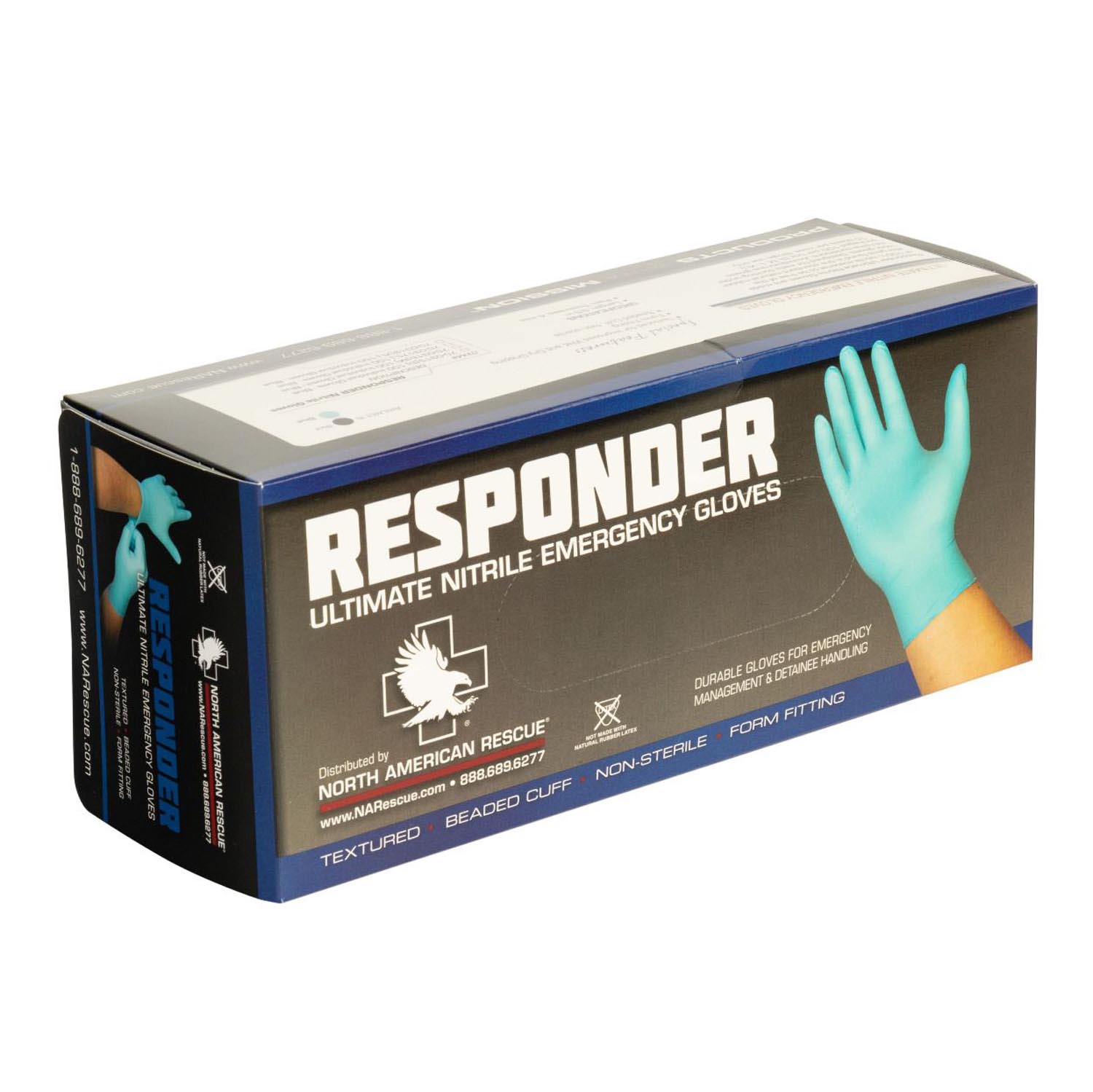 North American Rescue Responder Nitrile Gloves - Blue, 100 p