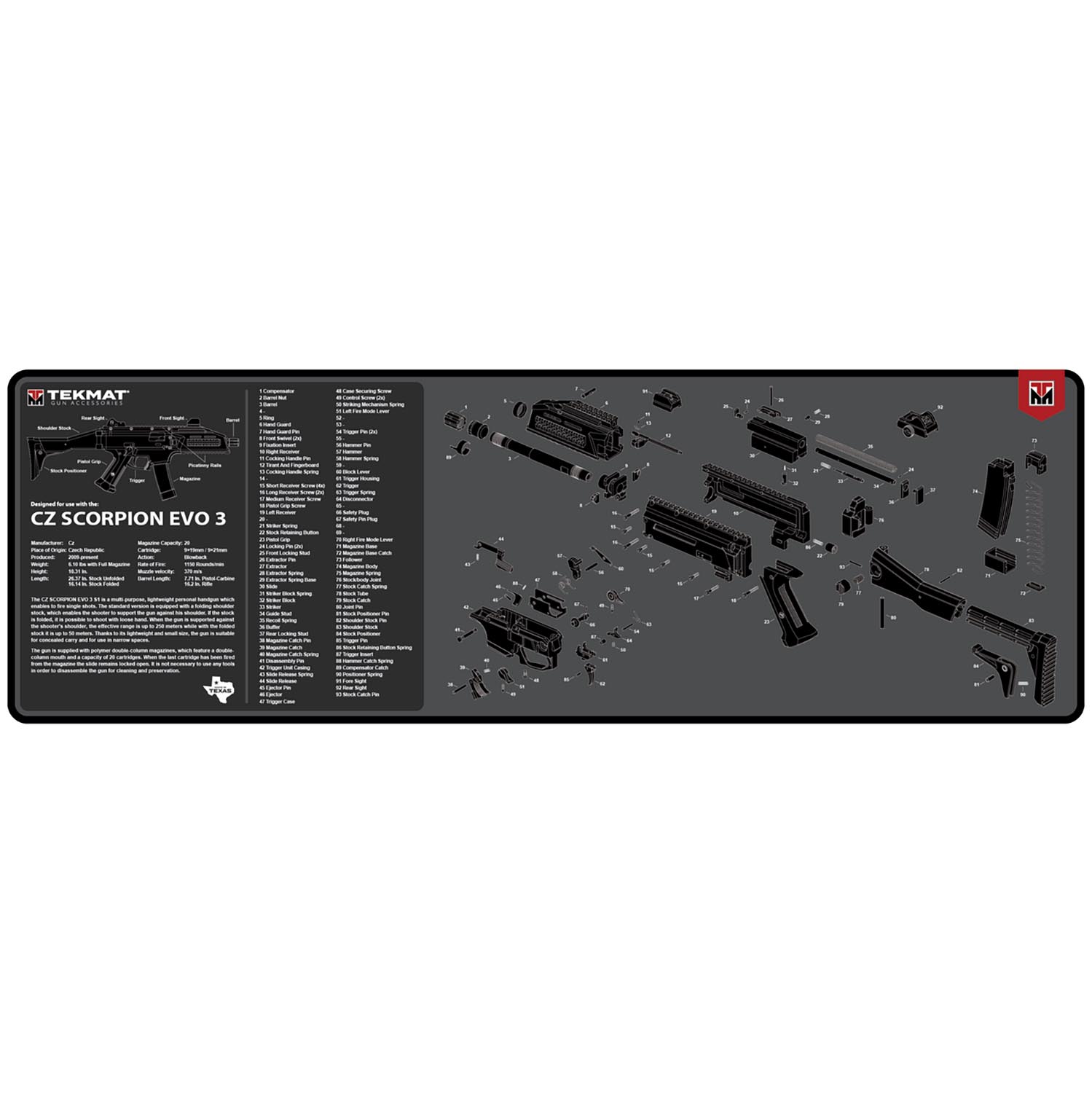 TekMat CZ Scorpion EVO 3 Gun Cleaning Mat 36"